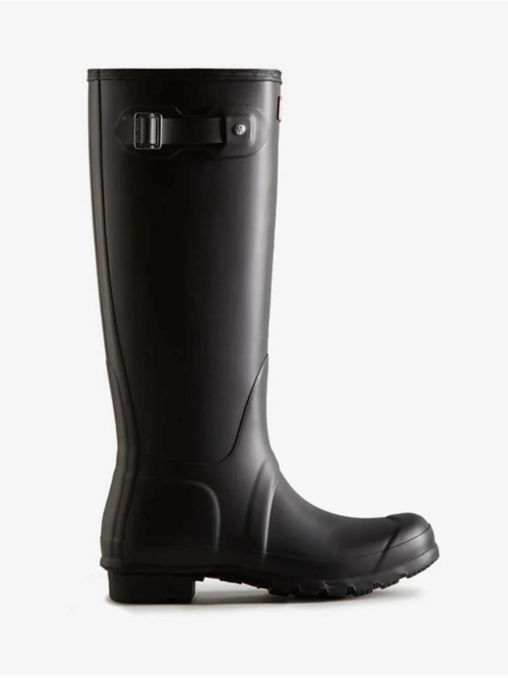 Hunter Women’s Matte Black Tall Rubber Rain Boot with Side Buckle